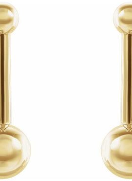 14K White Gold Bar & Ball Earrings