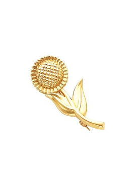 10K Yellow Gold Sunflower Brooch
