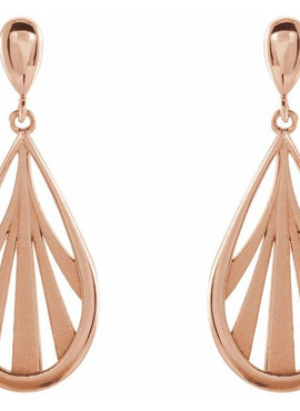 14K White Gold Geometric Dangle Earrings