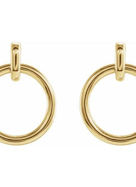 14K White Gold Circle Dangle Earrings