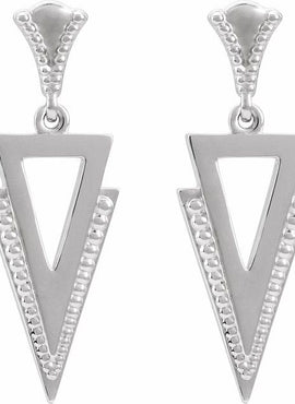 14K White Gold Geometric Dangle Earrings