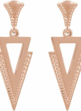 14K White Gold Geometric Dangle Earrings
