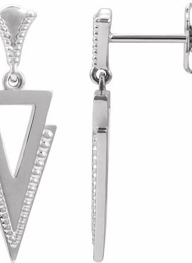 14K White Gold Geometric Dangle Earrings