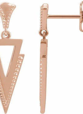 14K White Gold Geometric Dangle Earrings