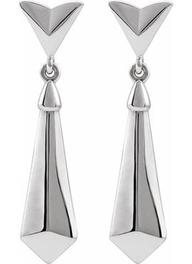 14K White Gold Geometric Dangle Earrings