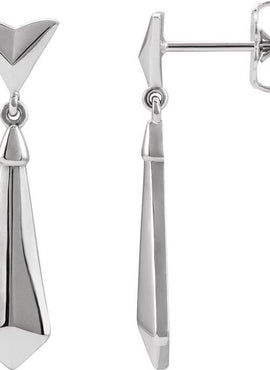 14K White Gold Geometric Dangle Earrings