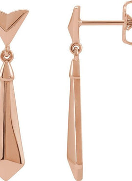 14K White Gold Geometric Dangle Earrings