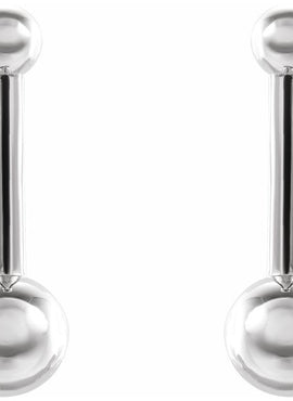 14K White Gold Bar & Ball Earrings