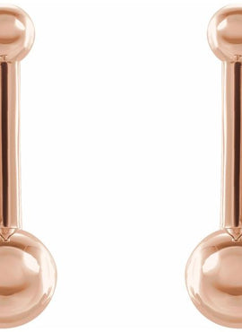 14K White Gold Bar & Ball Earrings