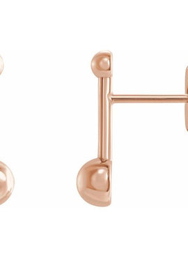 14K White Gold Bar & Ball Earrings
