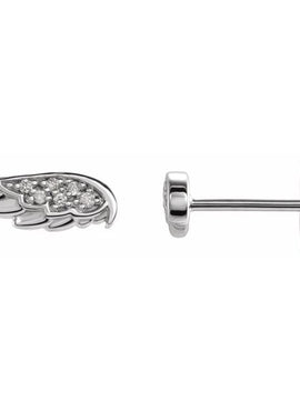 14K White Gold .03 CTW Natural Diamond Angel Wing Earrings