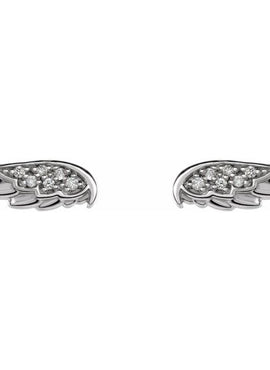 14K White Gold .03 CTW Natural Diamond Angel Wing Earrings