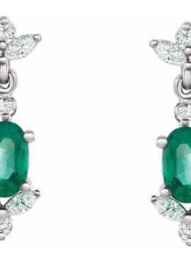 14K White Gold Natural Blue Sapphire & 1/3 CTW Natural Diamond Earrings