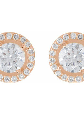 14K Rose Gold 3/8 CTW Natural Diamond Halo-Style Earrings