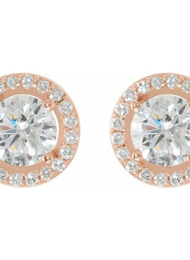 14K Rose Gold 3/8 CTW Natural Diamond Halo-Style Earrings