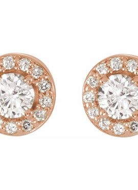 14K Rose Gold 3/8 CTW Natural Diamond Halo-Style Earrings