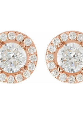 14K Rose Gold 3/8 CTW Natural Diamond Halo-Style Earrings