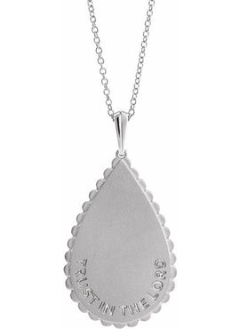 14K White Gold Trust in The Lord Pendant