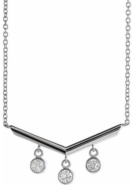 14K White Gold 1/3 CTW Natural Diamond V Bar 16