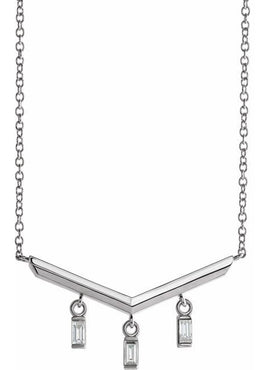 14K White Gold 1/3 CTW Natural Diamond V Bar 16