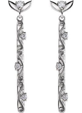 14K White Gold 1/8 CTW Natural Diamond Vintage-Inspired Earrings
