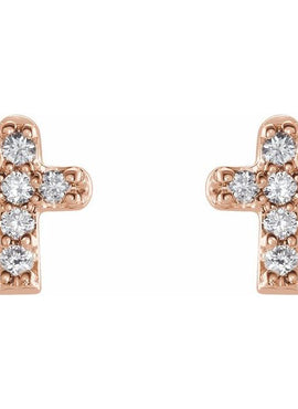 14K White Gold .06 CTW Natural Diamond Youth Cross Earrings