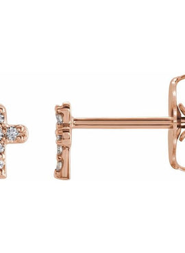 14K White Gold .06 CTW Natural Diamond Youth Cross Earrings