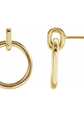 14K White Gold Circle Dangle Earrings