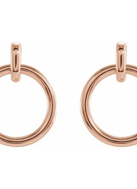 14K White Gold Circle Dangle Earrings