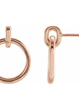 14K White Gold Circle Dangle Earrings