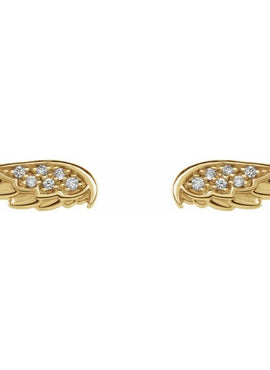 14K White Gold .03 CTW Natural Diamond Angel Wing Earrings