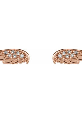 14K White Gold .03 CTW Natural Diamond Angel Wing Earrings