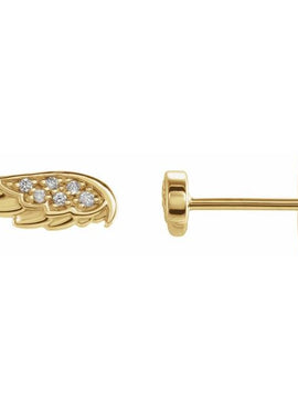 14K White Gold .03 CTW Natural Diamond Angel Wing Earrings