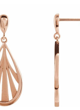 14K White Gold Geometric Dangle Earrings