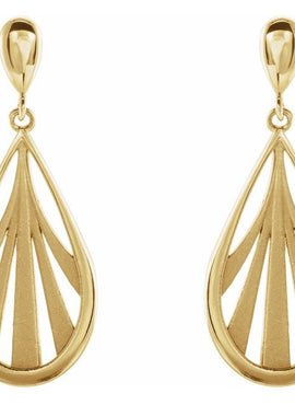 14K White Gold Geometric Dangle Earrings