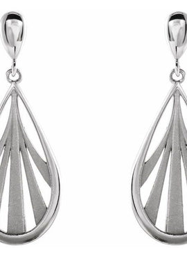 14K White Gold Geometric Dangle Earrings