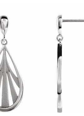 14K White Gold Geometric Dangle Earrings