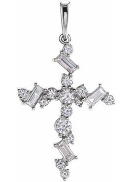 14K White Gold 1/2 CTW Natural Diamond Scattered Cross Pendant