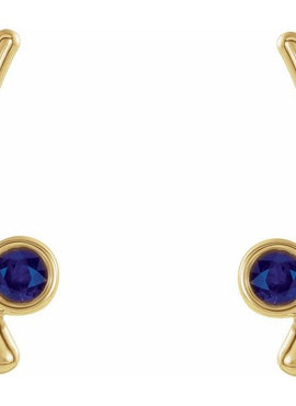 14K Yellow Gold Natural White Sapphire Ear Climbers