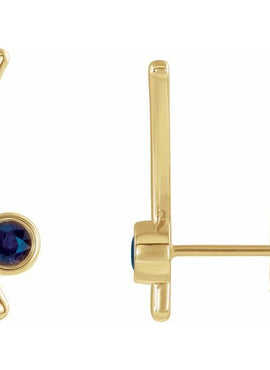 14K Yellow Gold Natural White Sapphire Ear Climbers
