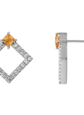 14K White Gold Natural Amethyst & 1/3 CTW Natural Diamond Earrings