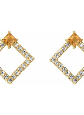14K White Gold Natural Amethyst & 1/3 CTW Natural Diamond Earrings