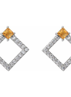14K White Gold Natural Amethyst & 1/3 CTW Natural Diamond Earrings