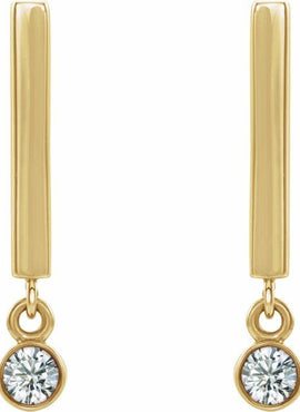 14K White Gold 1/8 CTW Natural Diamond Bar Earrings