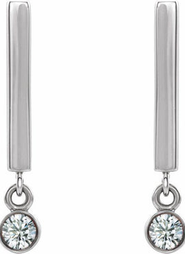 14K White Gold 1/8 CTW Natural Diamond Bar Earrings