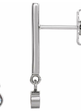 14K White Gold 1/8 CTW Natural Diamond Bar Earrings