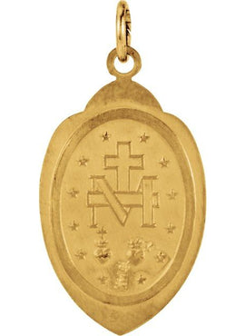 14K Yellow Gold 13x8 mm Oval Miraculous Medal Pendant