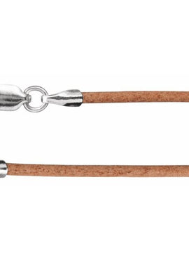 Sterling Silver 1.5 mm Light Brown Natural Leather 16