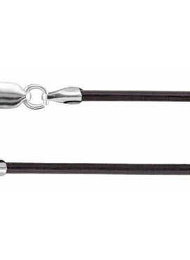 Sterling Silver 1.5 mm Black Leather 20