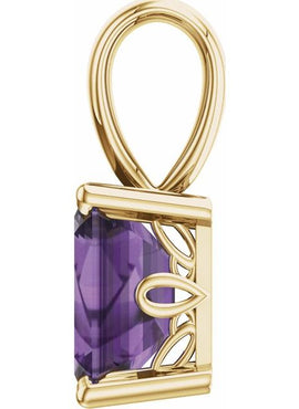 14K Yellow Gold Natural Amethyst Pendant